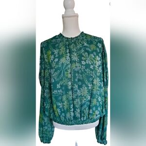 Free People Green Floral Top